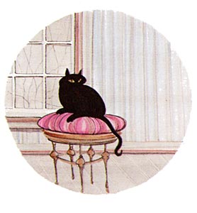 Black Cat on a Pink Cushion ***Sold Out***
