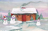Frosty Family Cabin Giclée